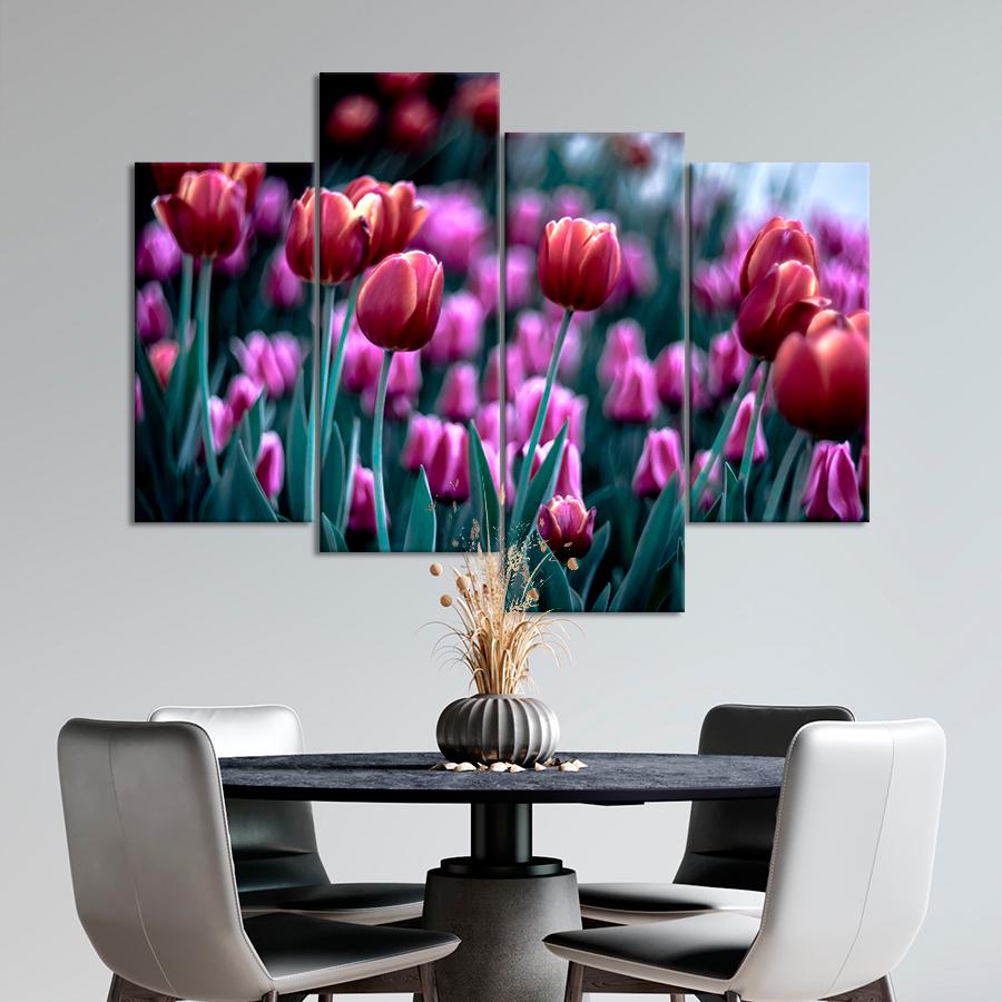 Картина цветы и растения Тюльпаны на клумбе 149x106 см (A1063-4)