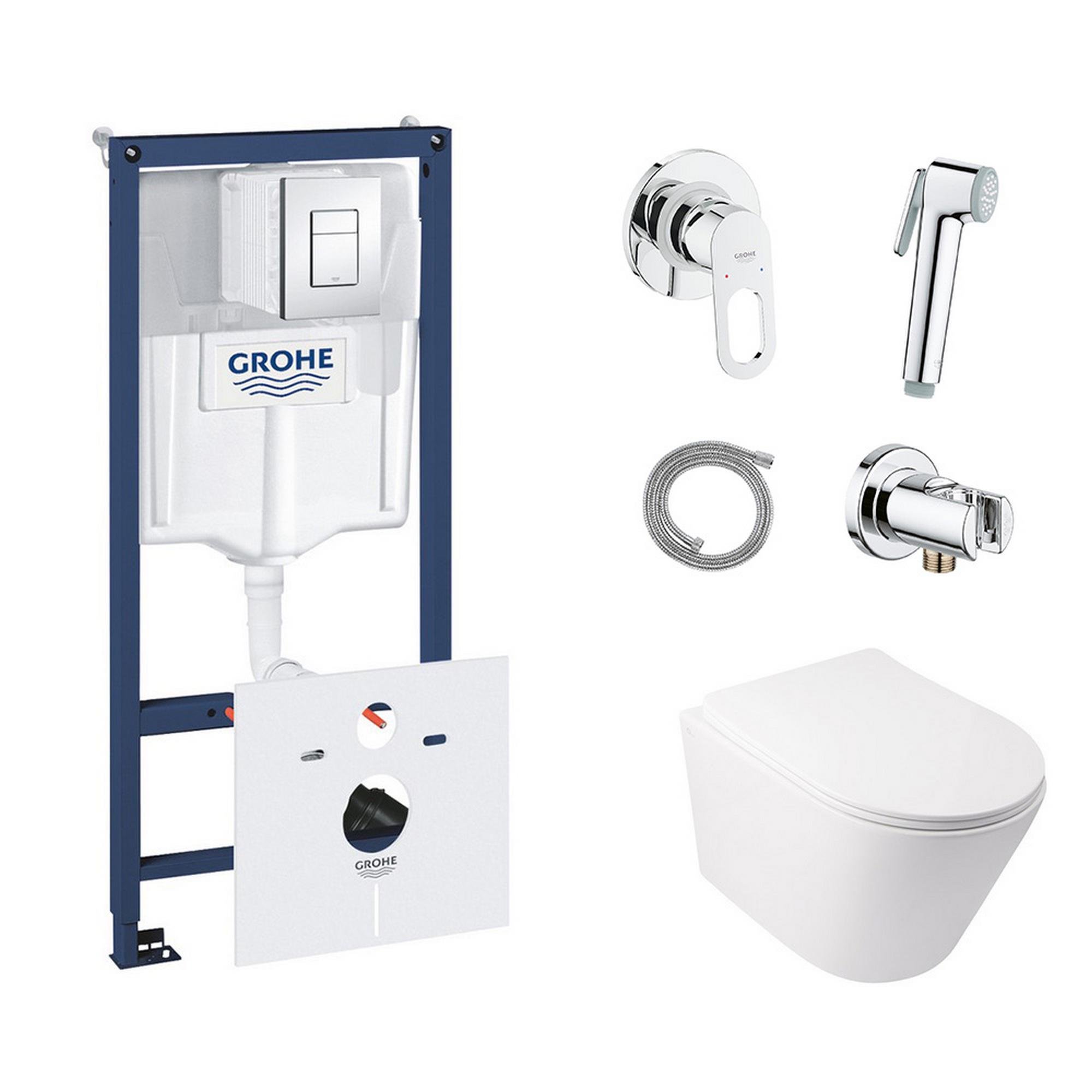 Комплект инсталляции Grohe Rapid SL 38827000QT16335178W111042 с унитазом и кнопкой Хром (75788)