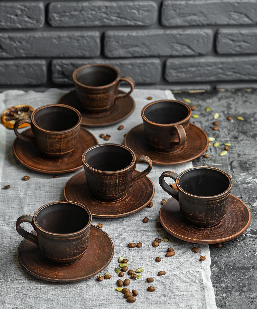 Набор чашек для кофе с блюдцами ручная работа 150 мл 12 пр. (1371-1372-6)