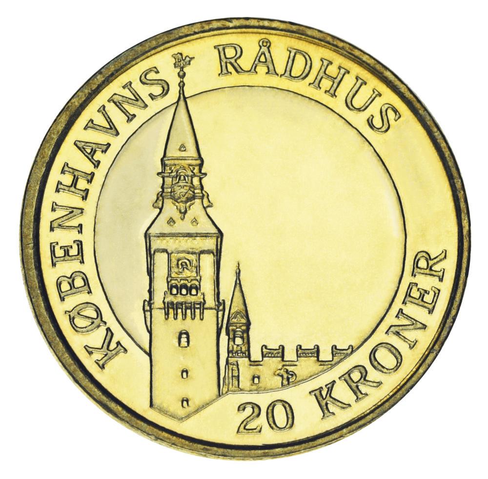 Колекційна монета Данія 20 крон 2007 AU-UNC Вежа Ратуші-Копенгаген (М25338)