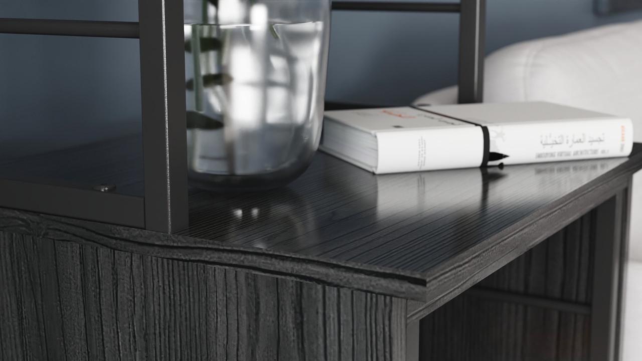 Стол-тумба трансформер Ferrum-decor Смарт 3/1 с этажеркой металл/ДСП 16 мм 1430x1450x500 мм Черный/Сосная Кембра (FRD-105111) - фото 2