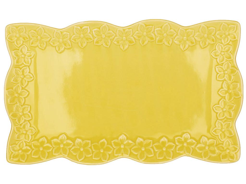 Блюдо фарфоровое прямоугольное Цветок 25,5х15,5х1,8 см Желтый (BDI-888-144)