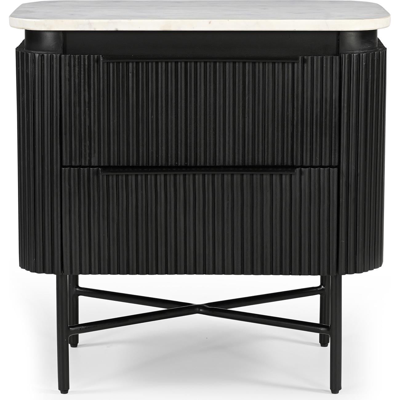 Тумбочка прикроватная Isabella Lilac ice top and black wooden base 2 ящика 60 см
