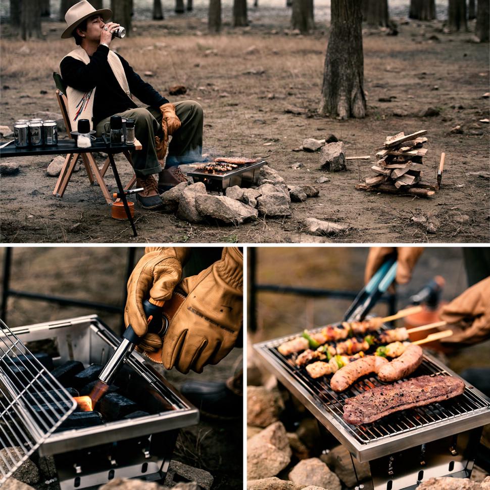 Гриль складной Naturehike Foldable Mini Picnic BBQ Grill NH20CJ006, стальной - фото 8