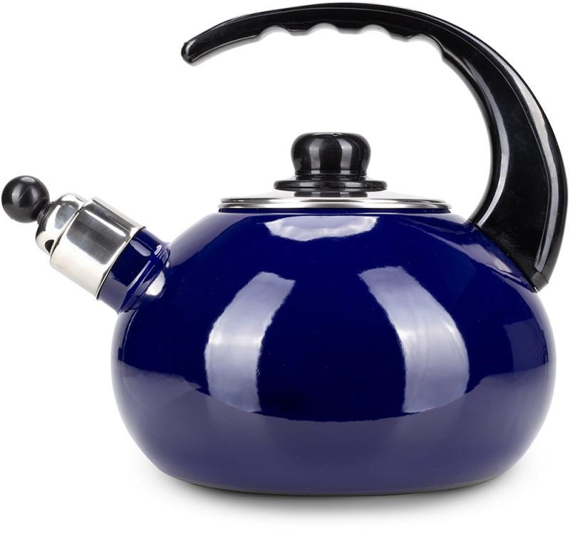 Чайник емальований Kamille Boiling Water зі свистком 2,5 л Синій глянцевий - фото 2 Чайник емальований Kamille Boiling Water зі свистком 2,5 л Синій глянцевий - фото 2