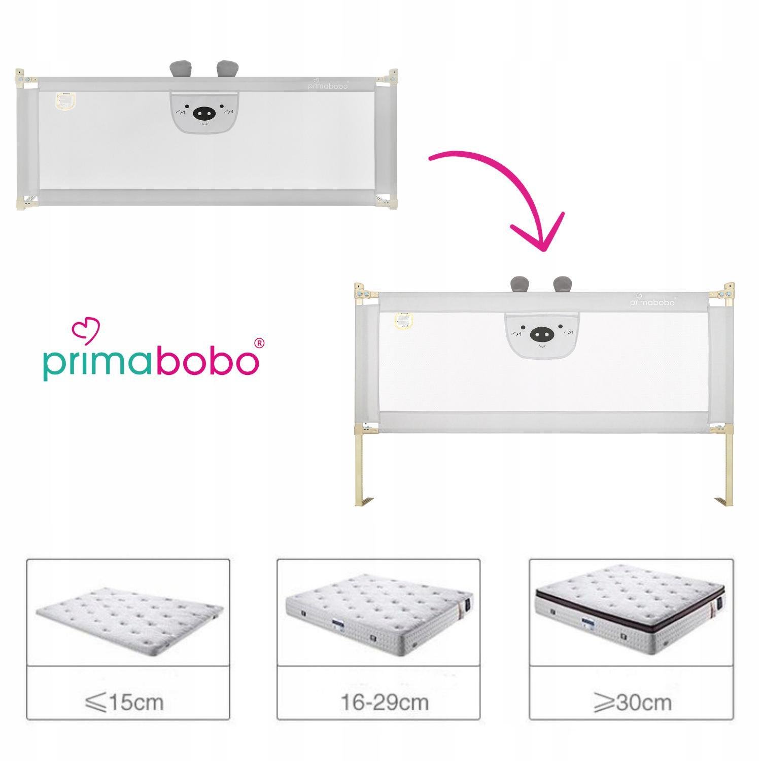 Бортик для ліжка захисний Primabobo Bear 160 см Сірий (BM01_SZ 160) - фото 4