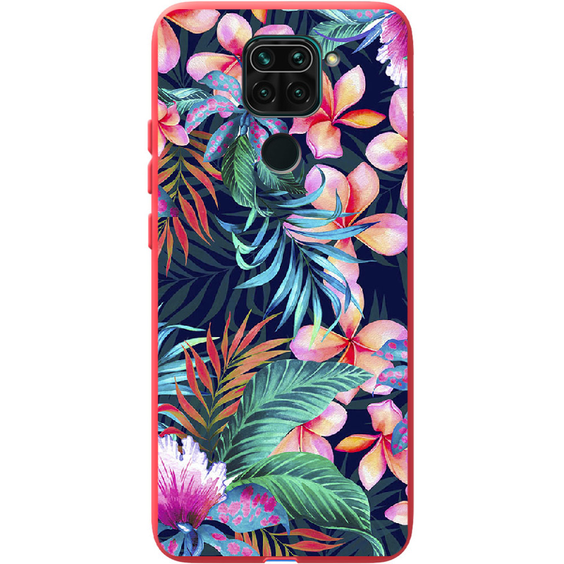 Чохол Boxface Xiaomi Redmi Note 9 flowers in the tropics Червоний силікон  (39801-up1971-41193)