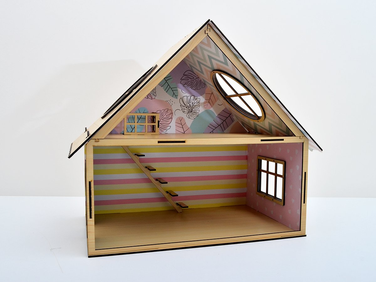 Детский набор 3DBRT Кукольный домик на 2 этажа с обоями