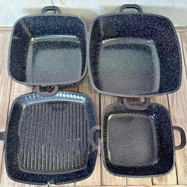 Набір посуду Higher Kitchen HK-317 із гранітним антипригарним покриттям 14 предметів Чорний (317АА) - фото 5 Набір посуду Higher Kitchen HK-317 із гранітним антипригарним покриттям 14 предметів Чорний (317АА) - фото 5