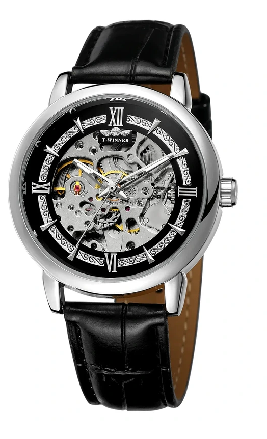 Наручний годинник Forsining 8173 Silver/Black Leather Наручний годинник Forsining 8173 Silver/Black Leather