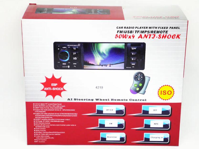 Автомагнітола 1DIN 4219 ISO экран 4,1'' DIVX/MP3/USB/SD/Bluetooth (17505) - фото 8