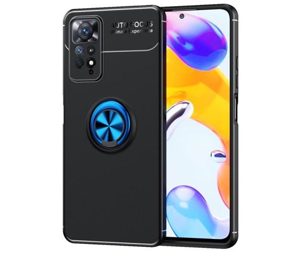 Чехол Auto Focus 360 Rotating Ring для Xiaomi Redmi Note 11 Pro / Note 11 Pro 5G Черно-синий