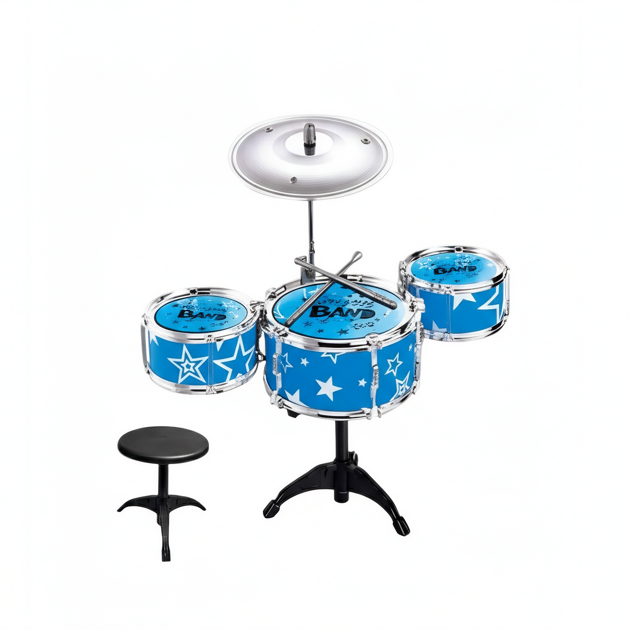 Дитяча барабанна установка TH 663-7 3 барабани/металевий диск/палички/стілець 52x23x62 см в коробці Синій Дитяча барабанна установка TH 663-7 3 барабани/металевий диск/палички/стілець 52x23x62 см в коробці Синій