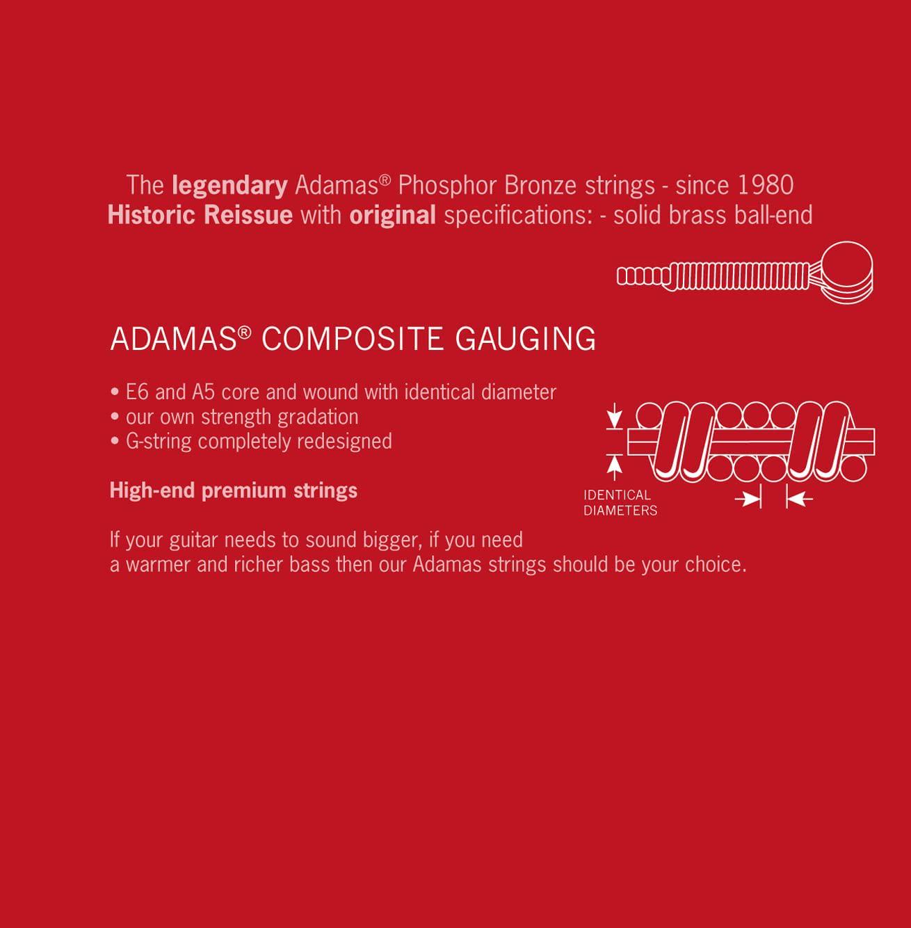 Струны для акустической гитары Adamas Phosphor Bronze 1818 12-53w (G-664570) - фото 3