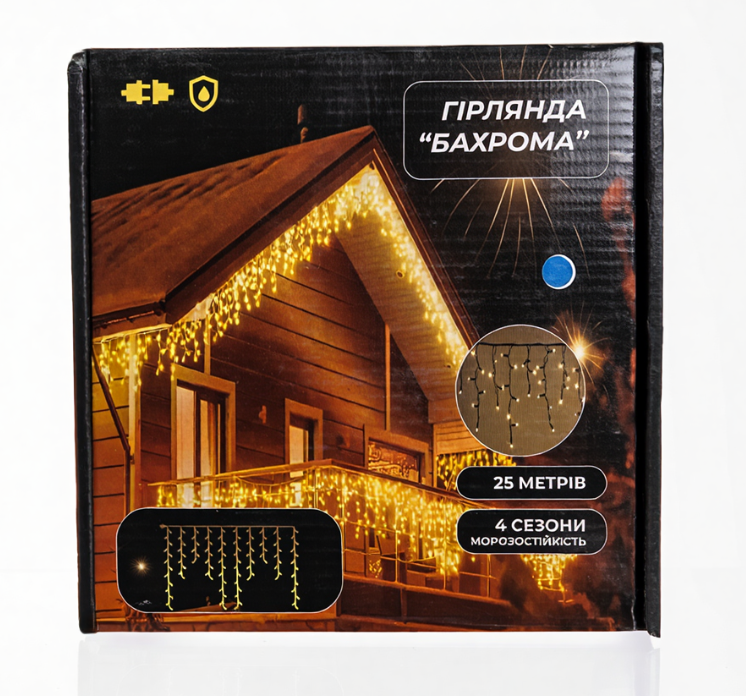 Гирлянда бахрома уличная 405 LED 25 м от сети черная нить Синий - фото 6 Гирлянда бахрома уличная 405 LED 25 м от сети черная нить Синий - фото 6