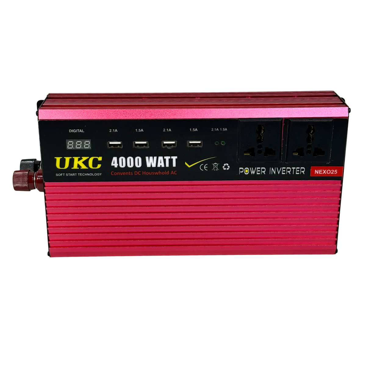 Инвертор UKC 4000 Вт с 3 розетками 12В-220В Красный (C23-K49)