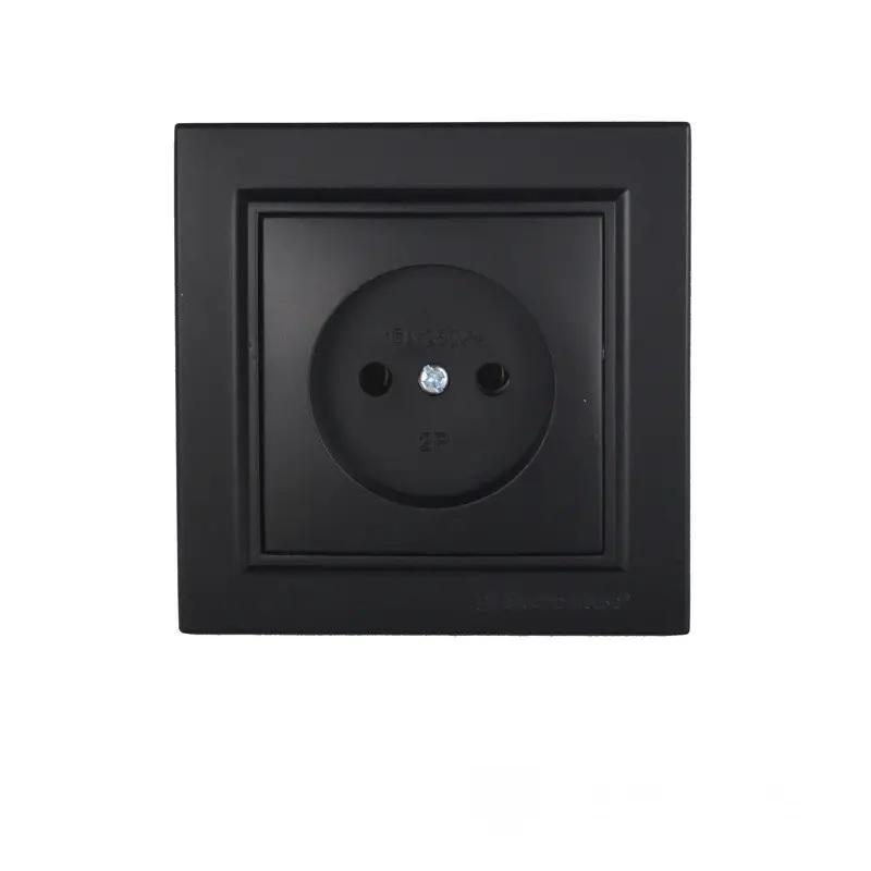 Розетка без заземления ElectroHouse Enzo 16 A IP22 Безупречный графит (EH-2108-PG)