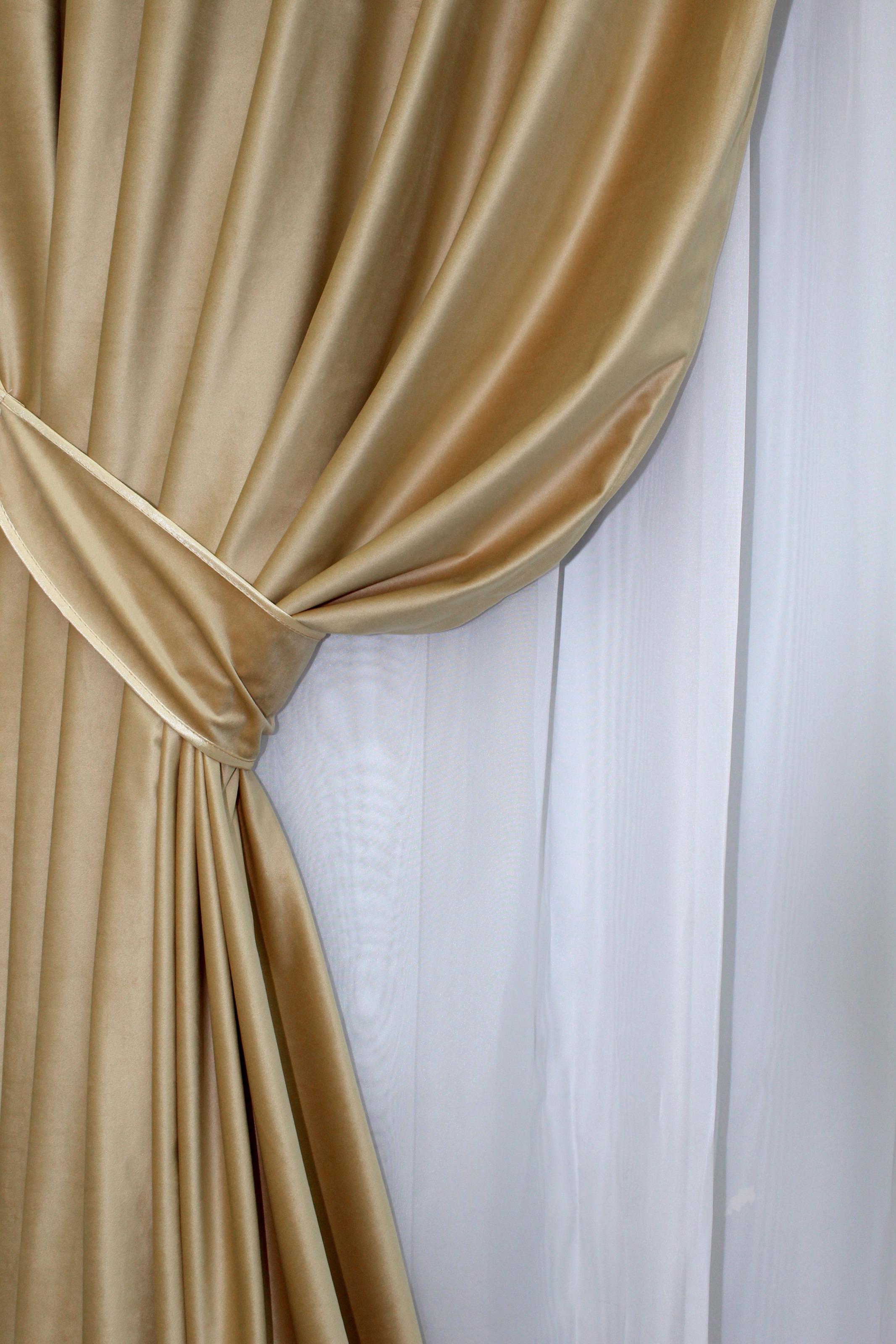 Комплект штор VR-Textil № 1038ш бархат 150х295 см 2 шт. Золотистый (30-851) - фото 5 Комплект штор VR-Textil № 1038ш бархат 150х295 см 2 шт. Золотистый (30-851) - фото 5