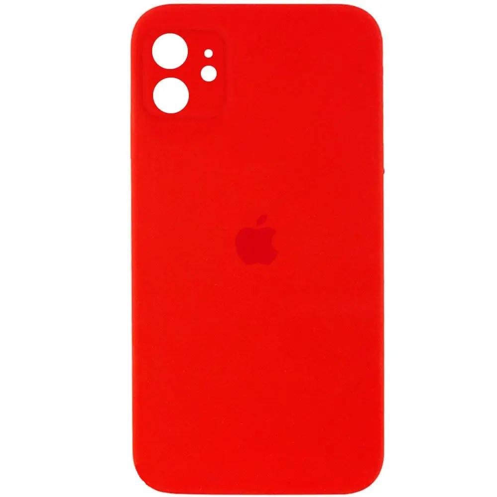 Силіконовий Чохол Накладка з Квадратними Бортиками Silicone Case для iPhone 11 Red