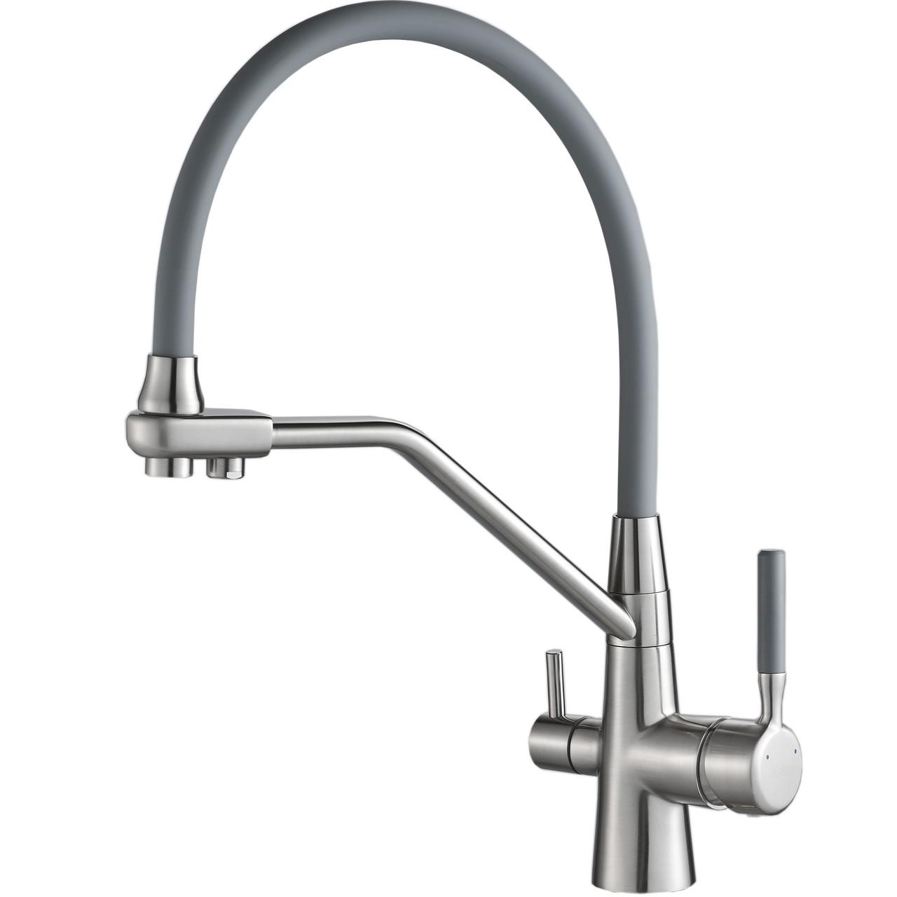 Смеситель для кухни Globus Lux GLLR-0800-08-02 с подключением к фильтру Серый