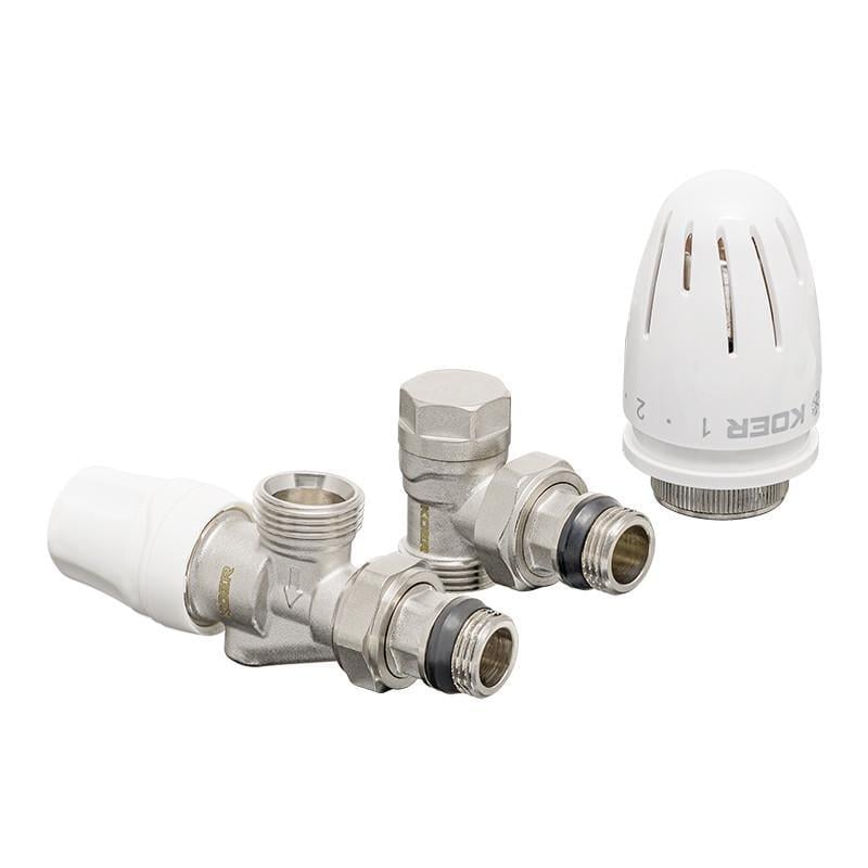 Комплект для подключения радиатора KOER SET-16 осевой с термоголовкой ЗЗ 1/2"x3/4" (KR3179)
