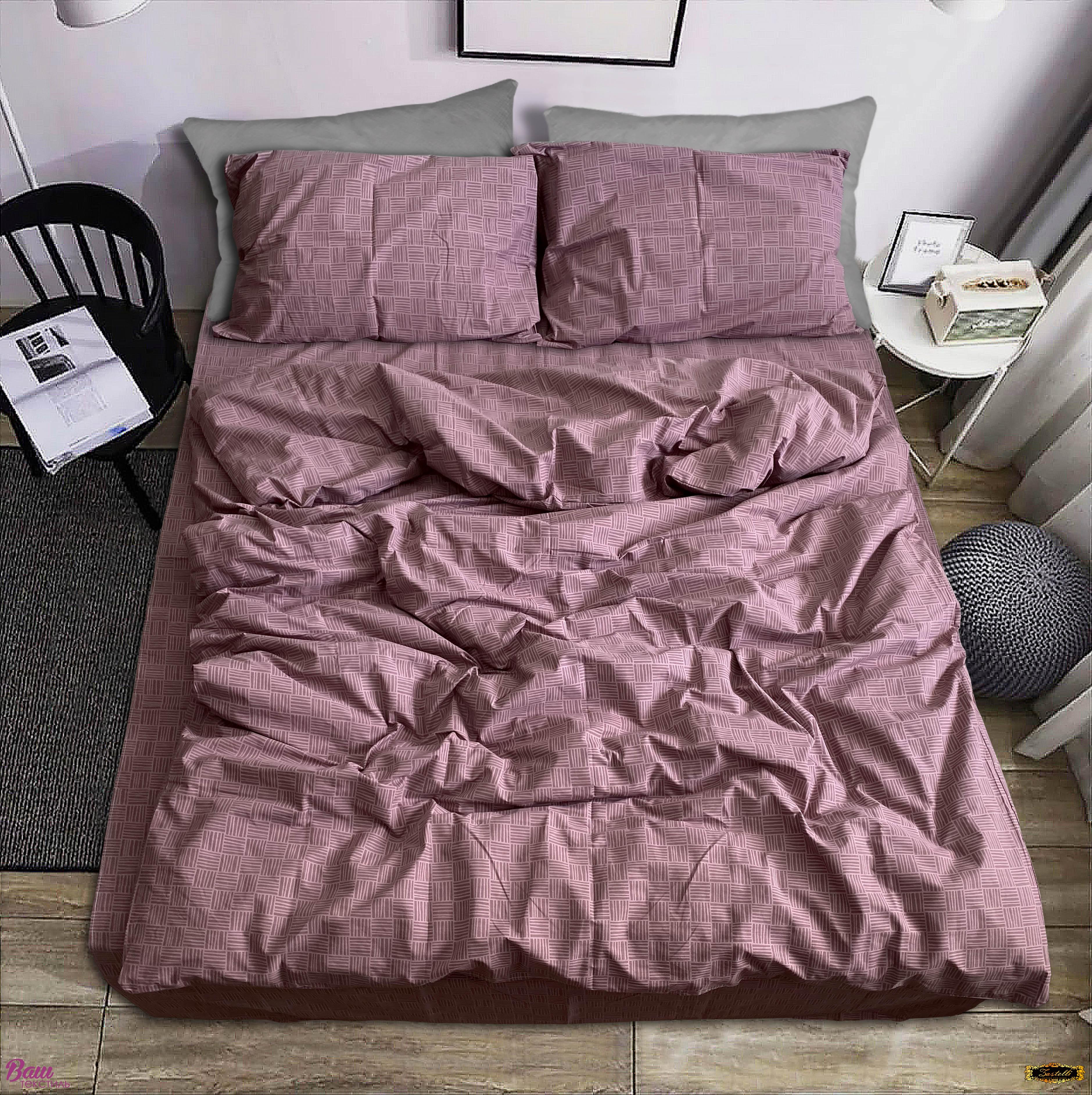 Постельное белье Zastelli4339 клетка бязь полуторный 145х210 см Бордовый (20706)