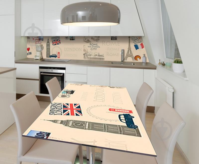 Наклейка 3Д вінілова на стіл Zatarga «Євротур» 600х1200 мм для будинків, квартир, столів, кафе