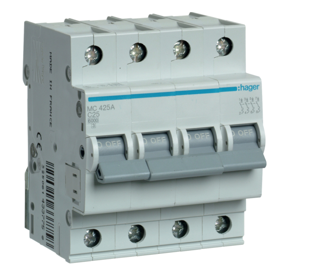 Автоматический выключатель Hager 4P 6kA C-25A (27133280)