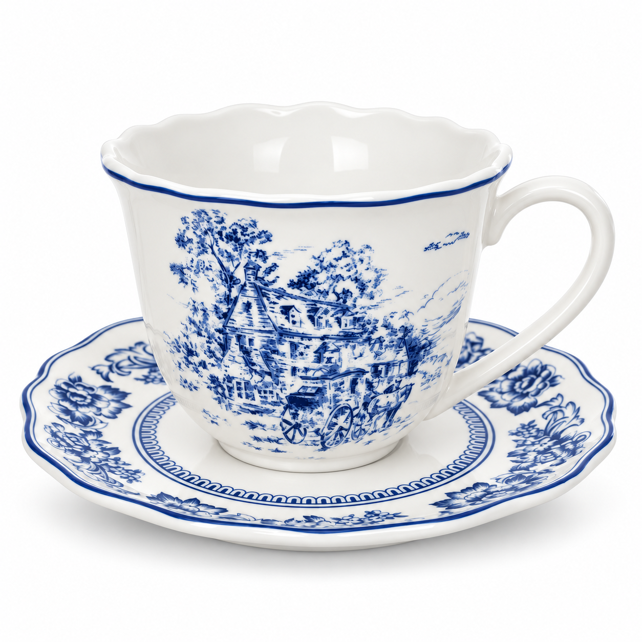 Чашка BonaDi Heritage Toile Collection с блюдцем 220 мл Blue (K347)