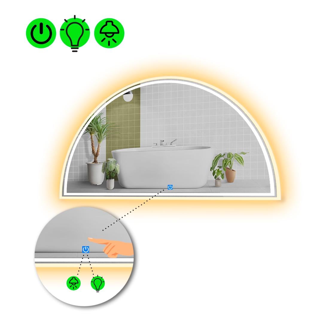 Зеркало с LED подсветкой Cerhio 4 с сенсорной кнопкой управления 80x40 см (8776302)