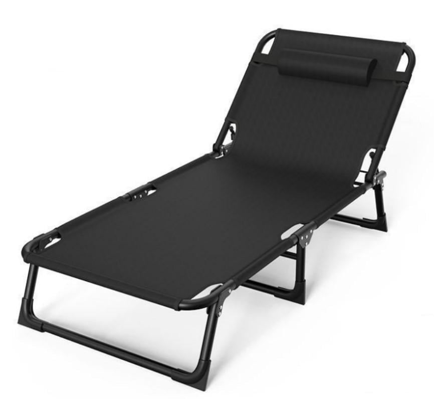 Раскладушка складная с регулировкой спинки для сада и туризма 176x56x28 см Черный (2104618601)