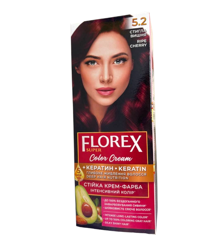 Крем-краска для волос стойкая Florex Super 5.2 Спелая вишня