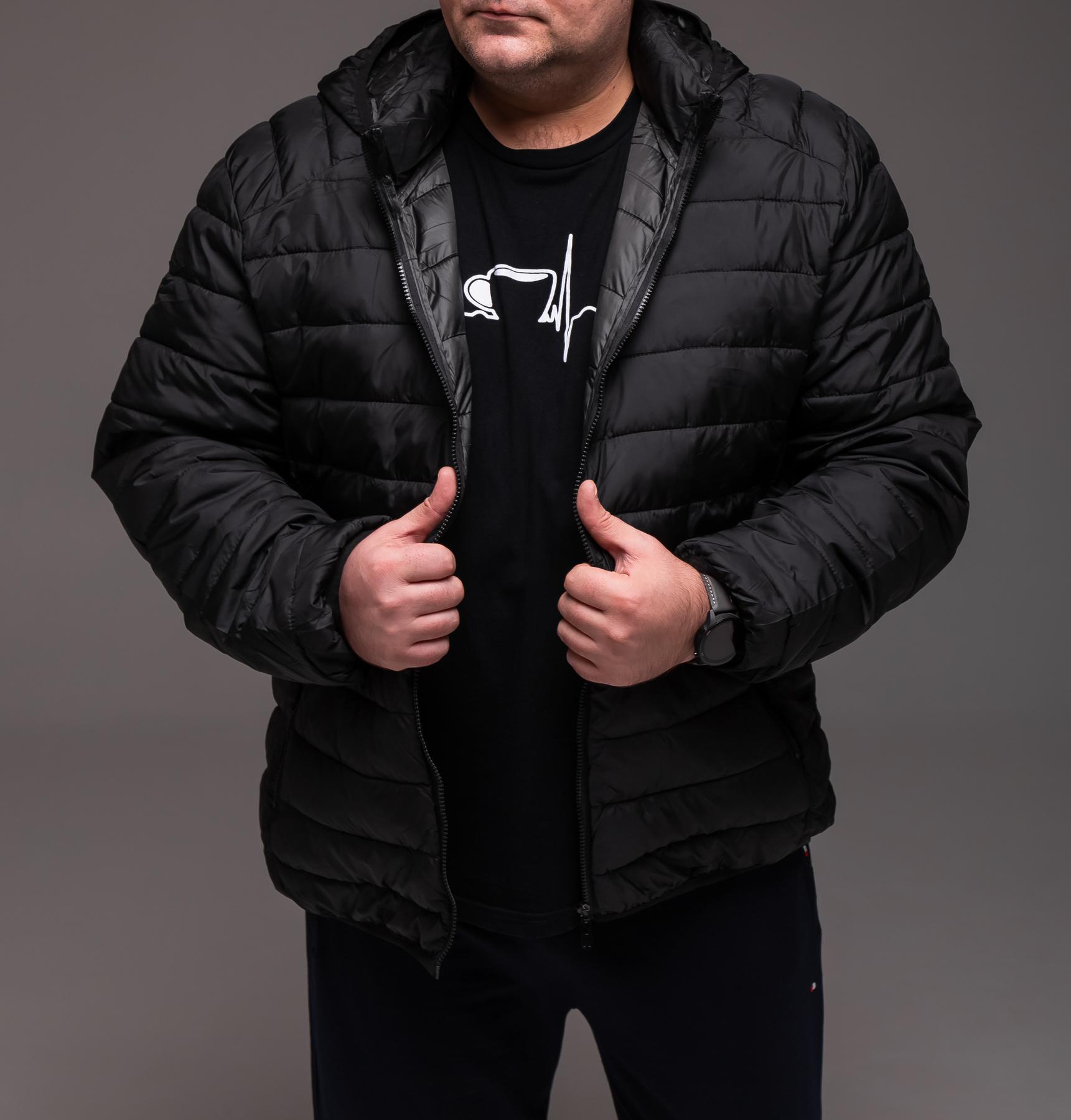 Куртка мужская демисезонная батал до 0°С р. 68 Черный (2430/2) - фото 3