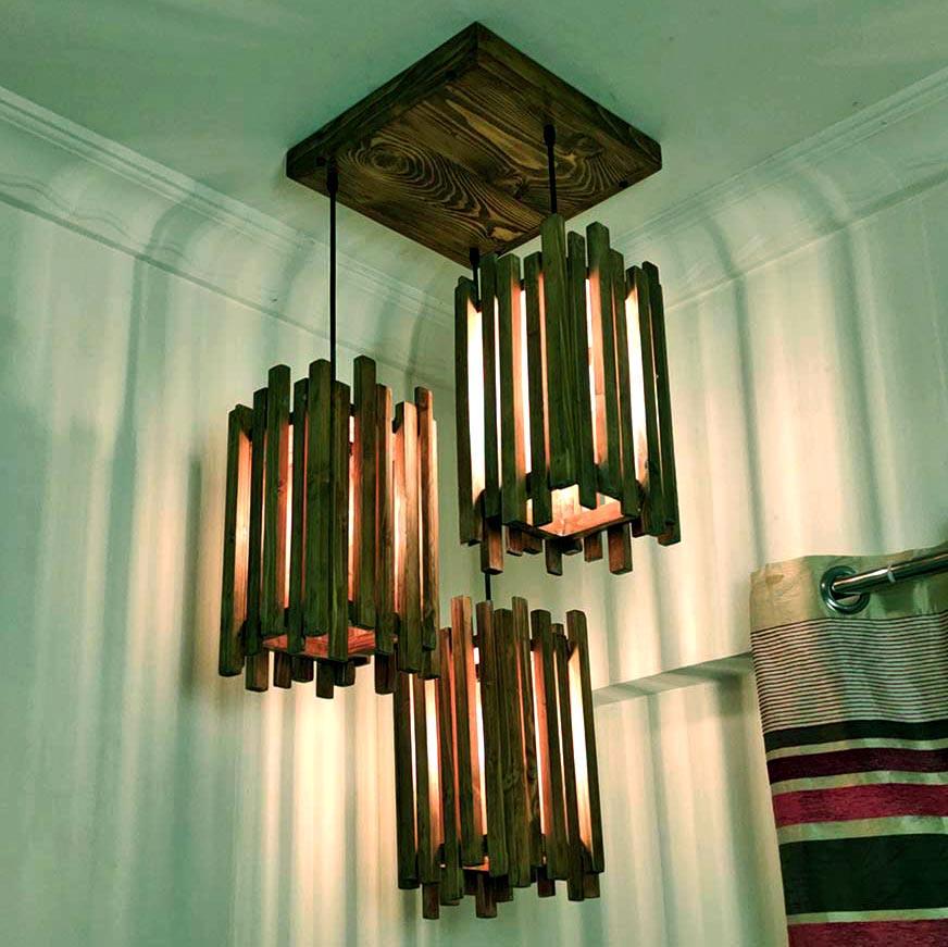 Подвесной светильник из дерева Адуманджи Капучино (ЛЮС-003509)