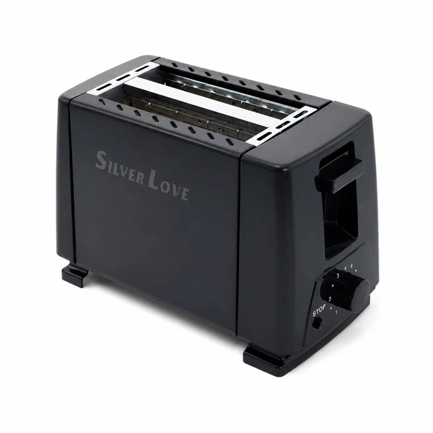 Тостер Silver Love QLT-298A 750W на 2 ломтика с регулировкой Черный (DT-1287)