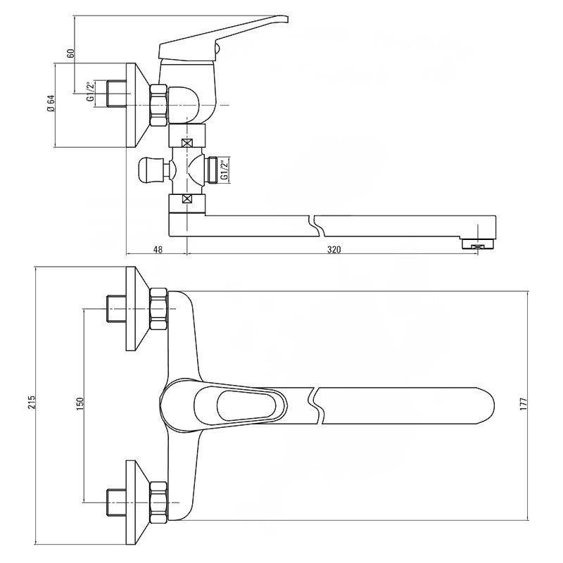 Смеситель для ванны Neo Lobo BYU_056M однорычажный Хром (205369) - фото 2 Смеситель для ванны Neo Lobo BYU_056M однорычажный Хром (205369) - фото 2