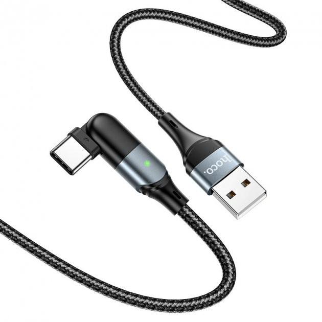 Кабель гнучкий Hoco U100 Orbit USB Type-C кутовий 120 см Чорний - фото 2