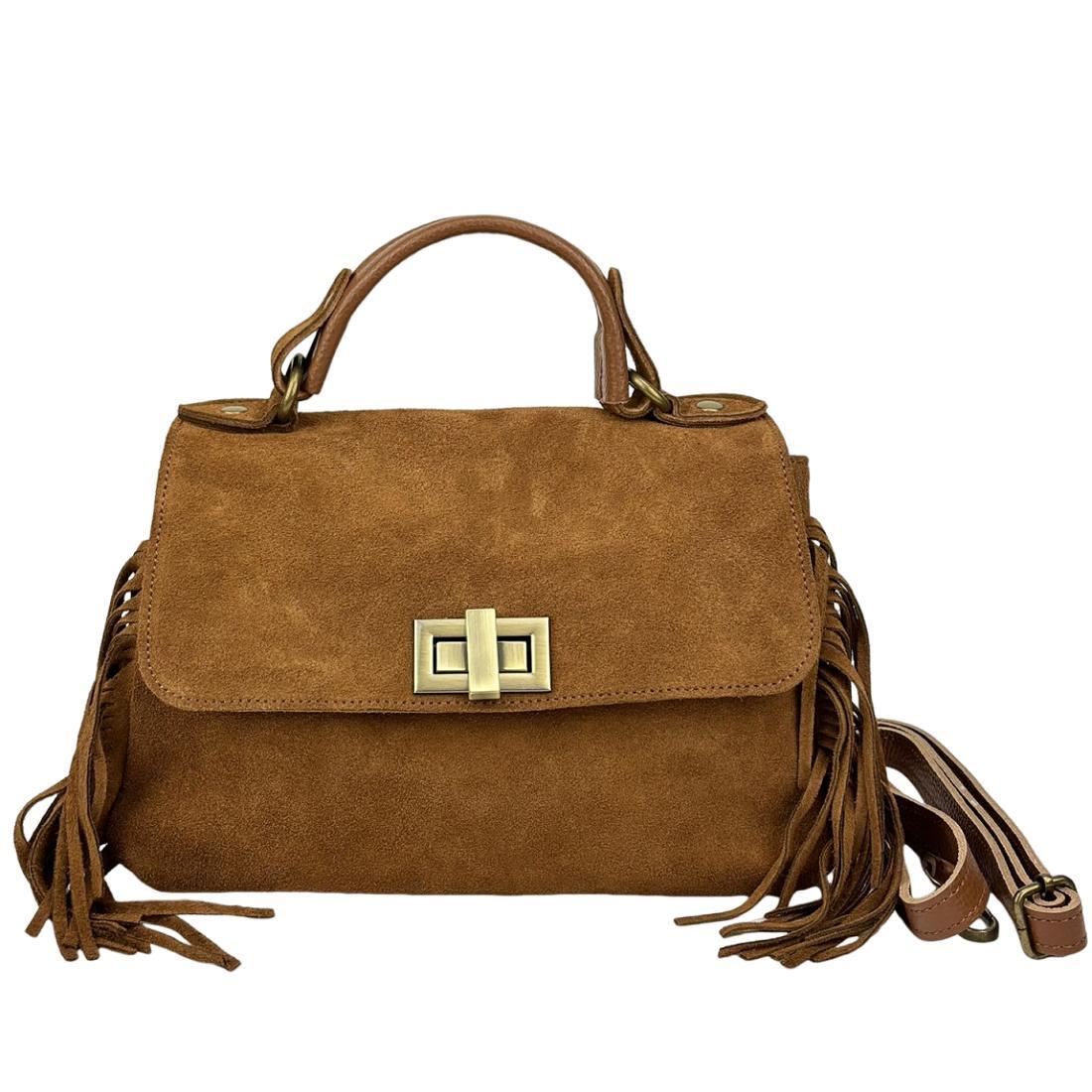 Жіноча сумка крос-боді Royal Bag F-IT-7858C замшеве з бахромою Коричневий (8157) - фото 3 Жіноча сумка крос-боді Royal Bag F-IT-7858C замшеве з бахромою Коричневий (8157) - фото 3