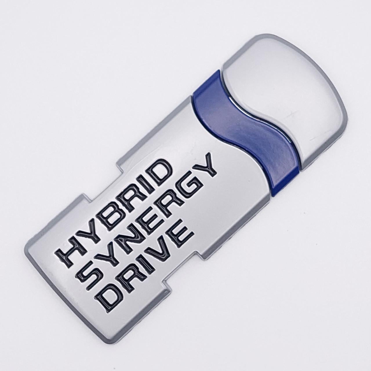 Эмблема Hybrid Synergy Drive Toyota на заднюю часть металл 8,5х3,2 см Хром матовый (1812829209)