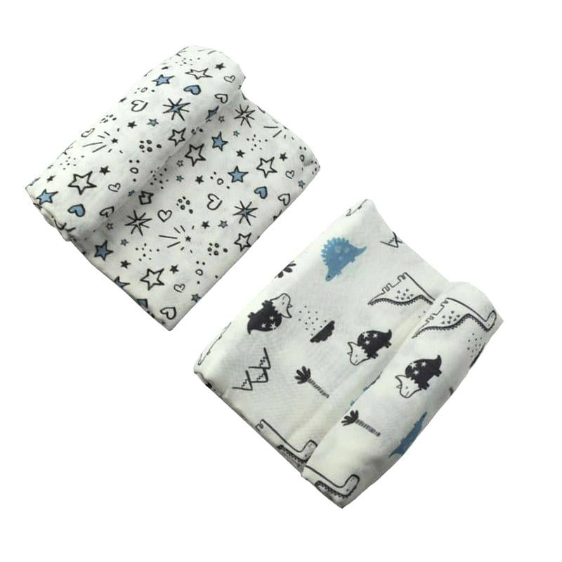 Пеенки набор Bebeke 193115 муслиновые 120х120 см 2 шт. Белый принт