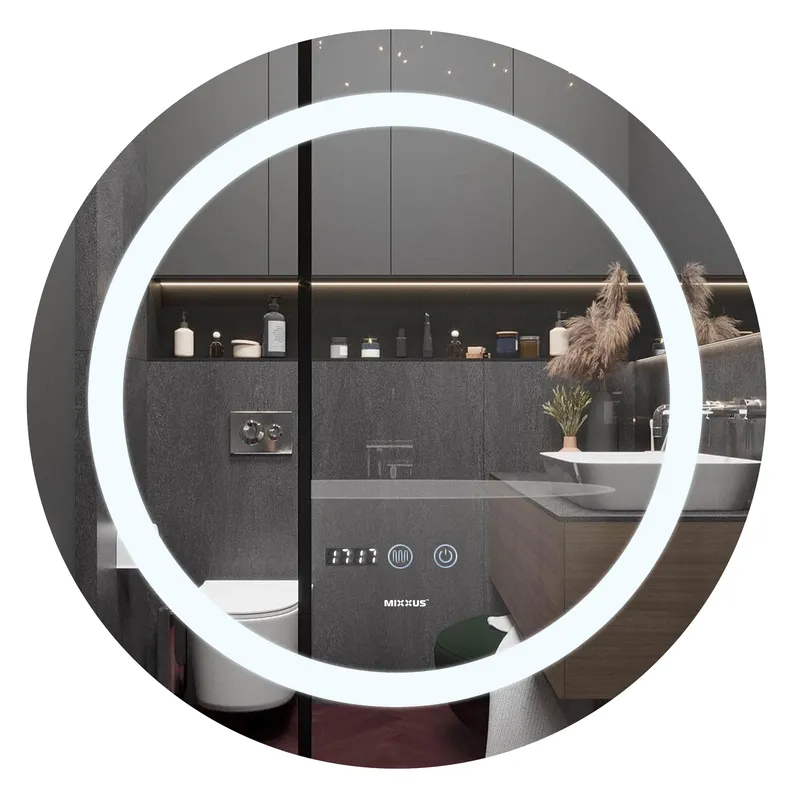 Дзеркало MIXXUS PLAIN MC02 з Led Touch/Anti-fog/димером/регулятором яскравості/годинником 80 см (MI6931)