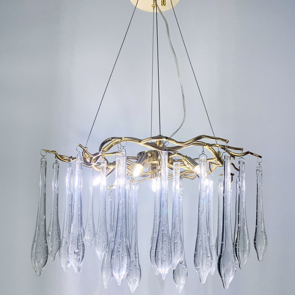 Люстра розкішна з скляними підвісами Ø 80 см (MD 5011 GD) - фото 2 Люстра розкішна з скляними підвісами Ø 80 см (MD 5011 GD) - фото 2