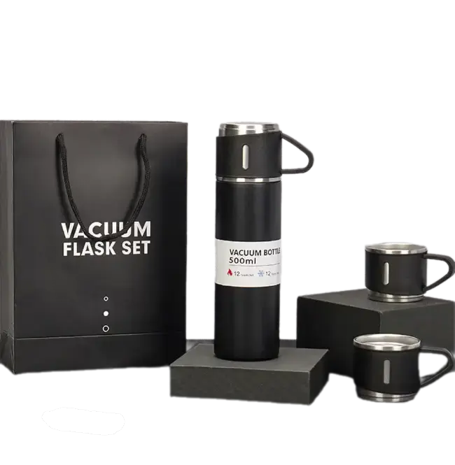 Термос с вакуумной изоляцией с 3 чашками 500 мл