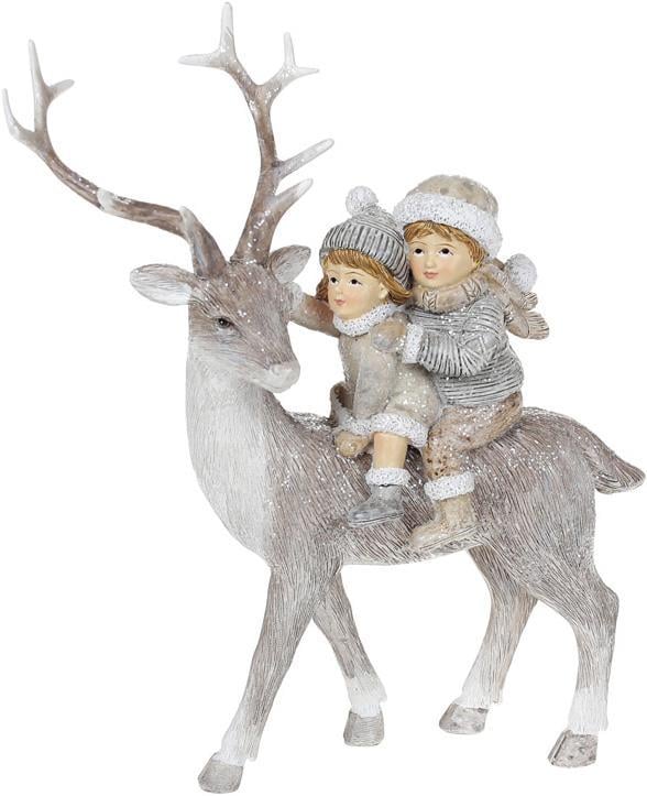 Статуэтка Дети на Лене 20 см Бежево-Серый