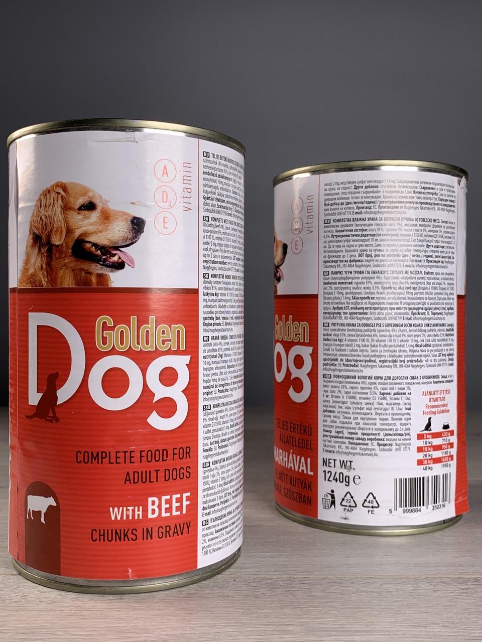 Корм консервированный для собак Golden Dog Beef Говядина 1,240 кг (1754805313) - фото 2