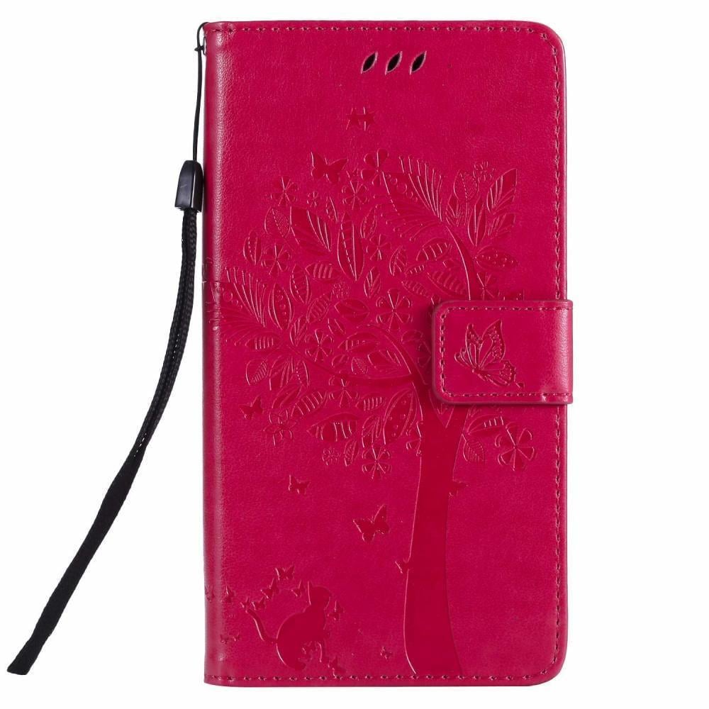 Чехол для Xiaomi Redmi Note 10 (рисунок кот и дерево) Red (21871-2D)
