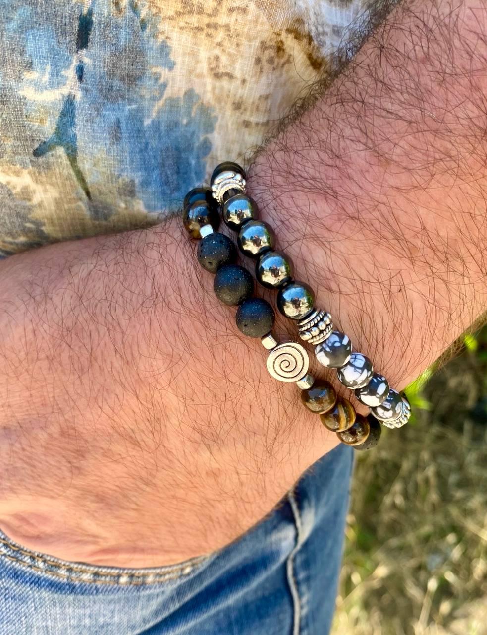 Набор браслетов LITAURS ручной работы из натурального камня и металлическими вставками М 15-17 см 2 шт. (24079) - фото 2 Набор браслетов LITAURS ручной работы из натурального камня и металлическими вставками М 15-17 см 2 шт. (24079) - фото 2