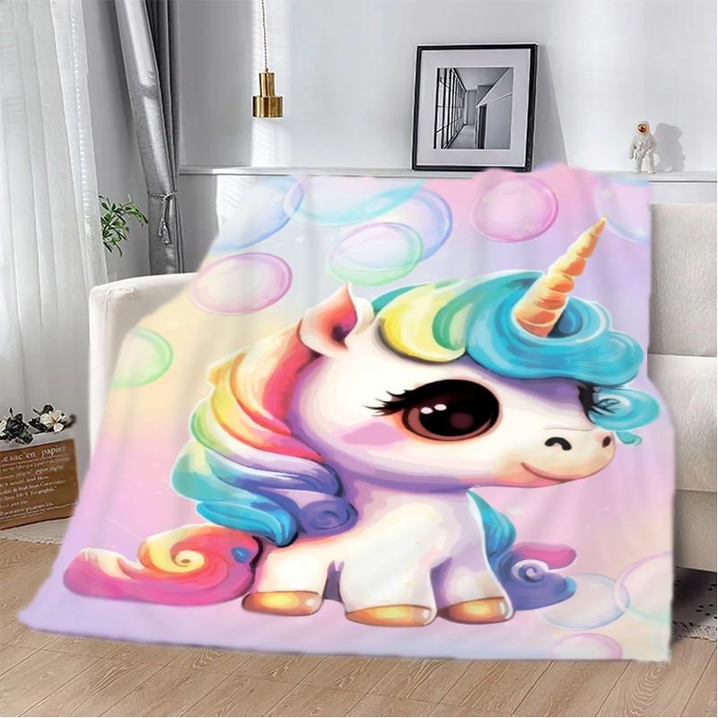Плед-покрывало Единорог плюш/велюр детское 135х160 см Розовый