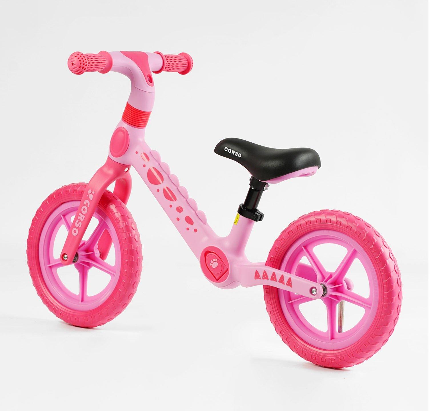 Беговел беговел Corso нейлоновая рама и вилка колеса EVA 12" Розовый (24381719) - фото 1