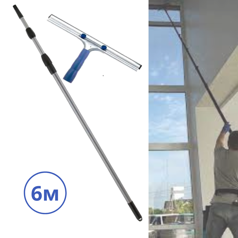Швабра профессиональная для мойки окон 6 м с резиновым угоном 35 см (BP 952А) - фото 8